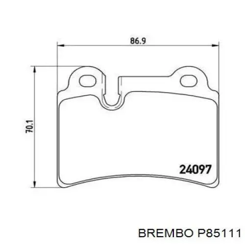 P85111 Brembo колодки гальмові задні, дискові