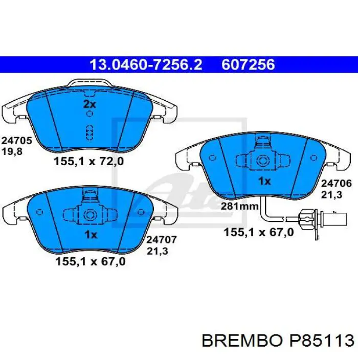 Передні тормозні колодки P85113 Brembo