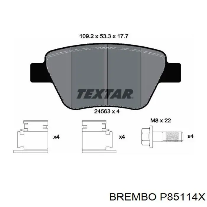 Задні гальмівні колодки P85114X Brembo