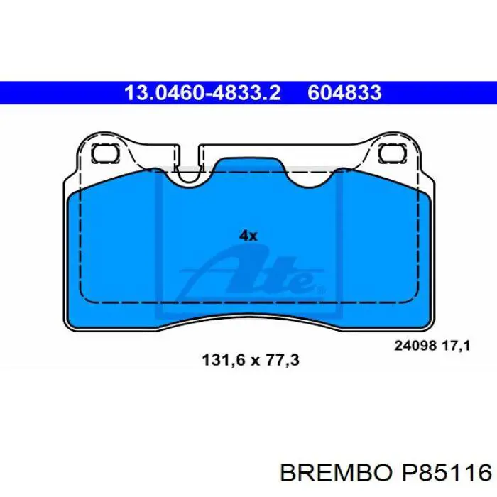 Тормозні колодки Brembo P85116