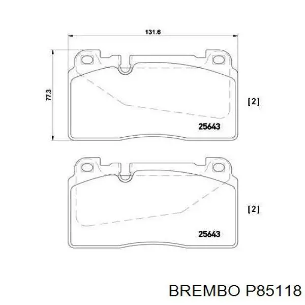 Задні дискові колодки Brembo P85118