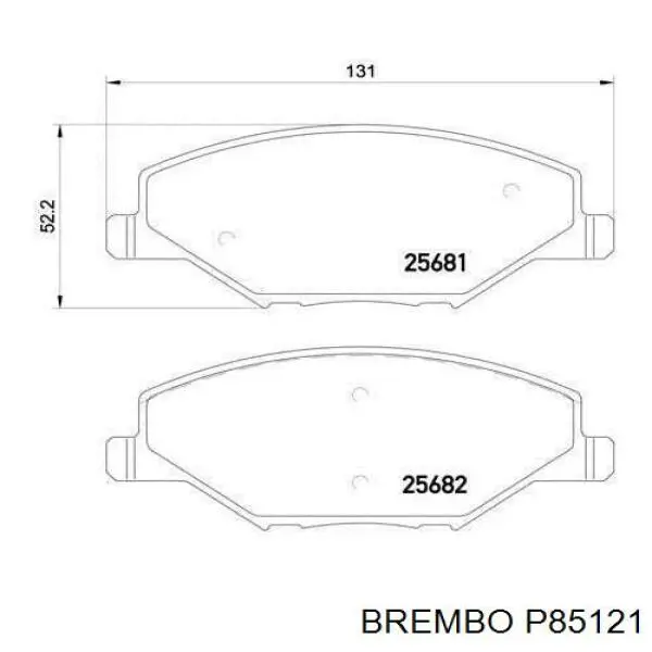 P85121 Brembo колодки гальмівні передні, дискові