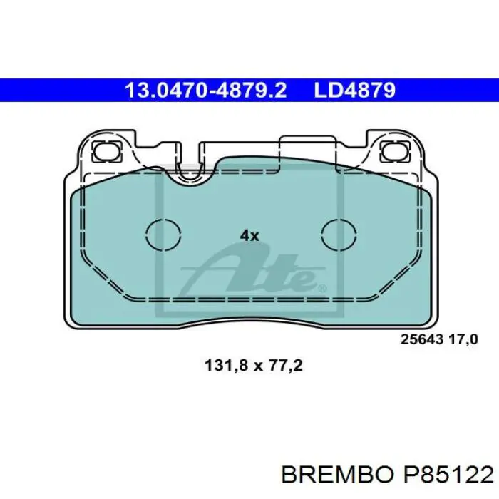 Купити P85122 Brembo Колодки гальмівні передні, дискові
