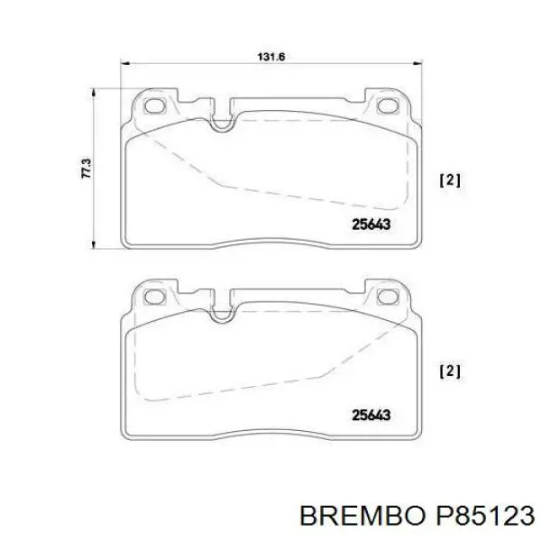 Купити P85123 Brembo Колодки гальмівні передні, дискові