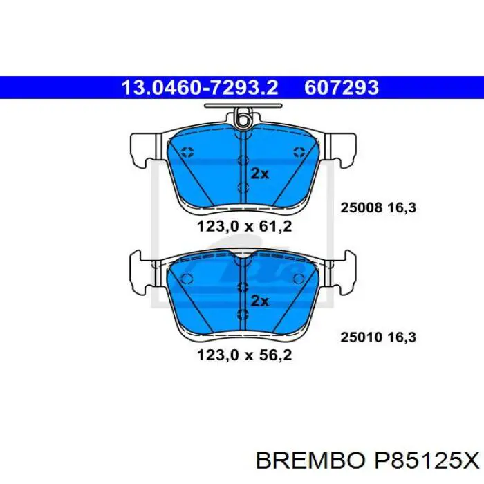 Задні гальмівні колодки Brembo P85125X ціна, від 51.46 USD