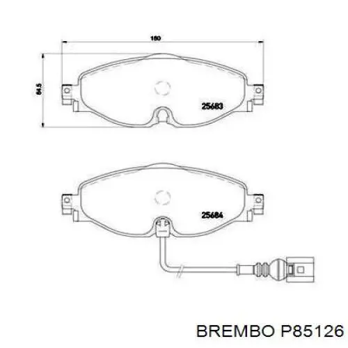 P85126 Brembo колодки гальмівні передні, дискові