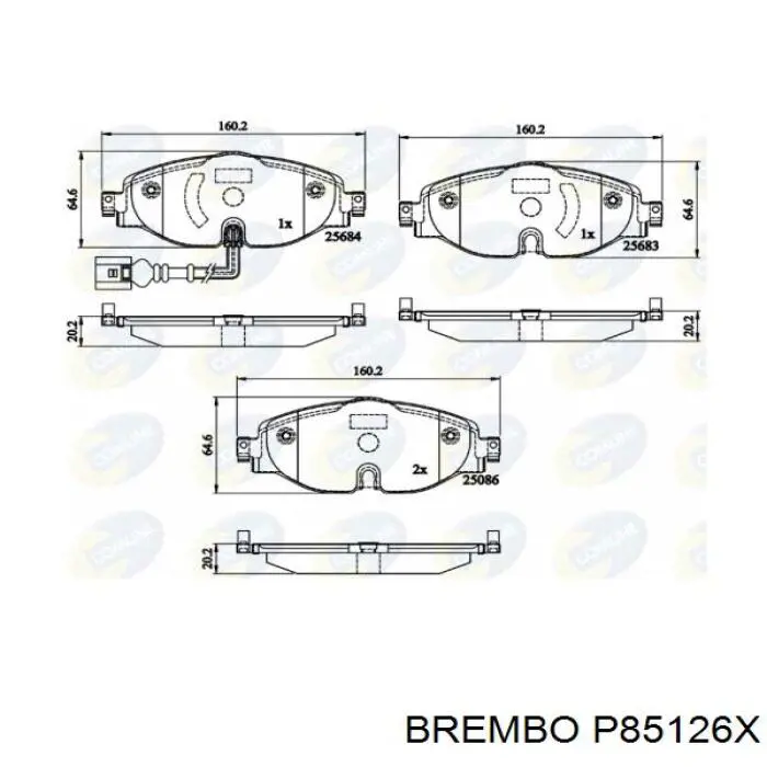 Передні тормозні колодки P85126X Brembo
