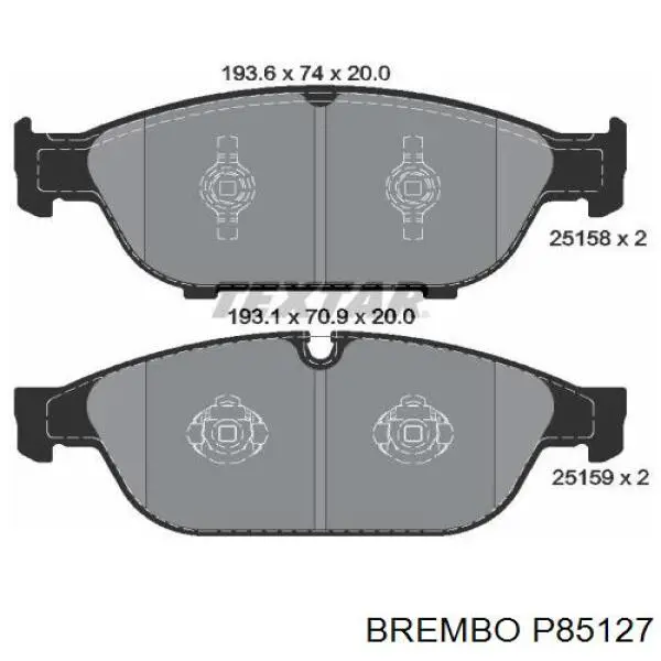 Купити P85127 Brembo Колодки гальмівні передні, дискові