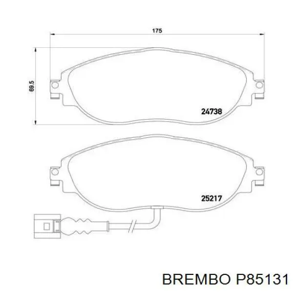 Колодки гальмівні передні, дискові P85131 Brembo