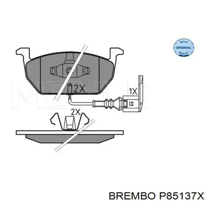 Купити P85137X Brembo Колодки гальмівні передні, дискові