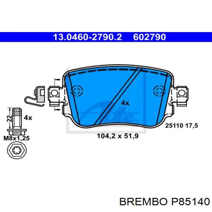 Задні дискові колодки Brembo P85140