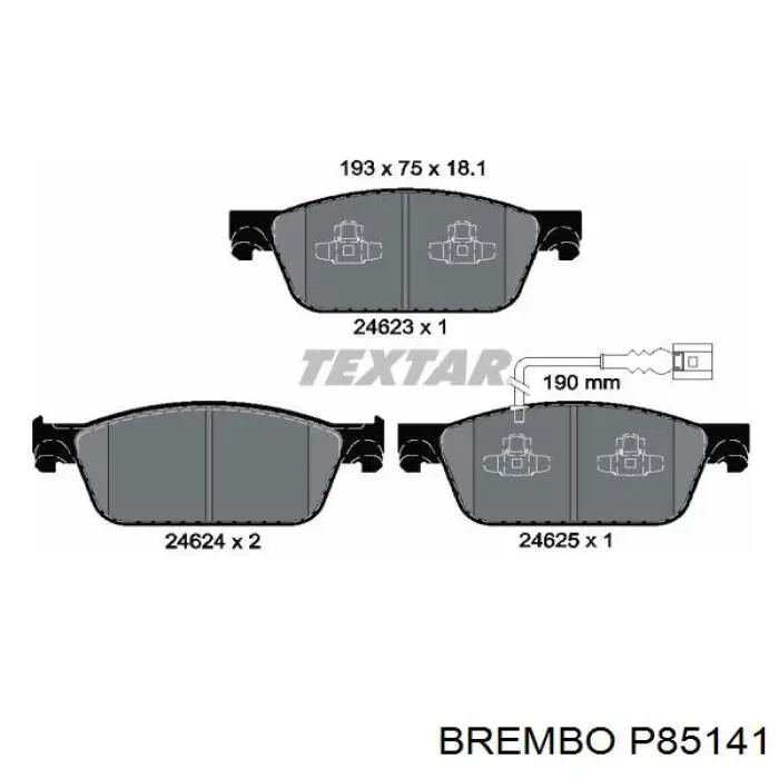 Передні тормозні колодки P85141 Brembo