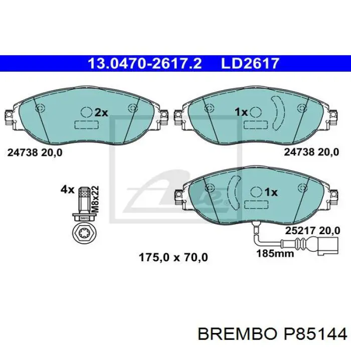 Гальмівні колодки Brembo P85144 ціна, від 66.64 USD