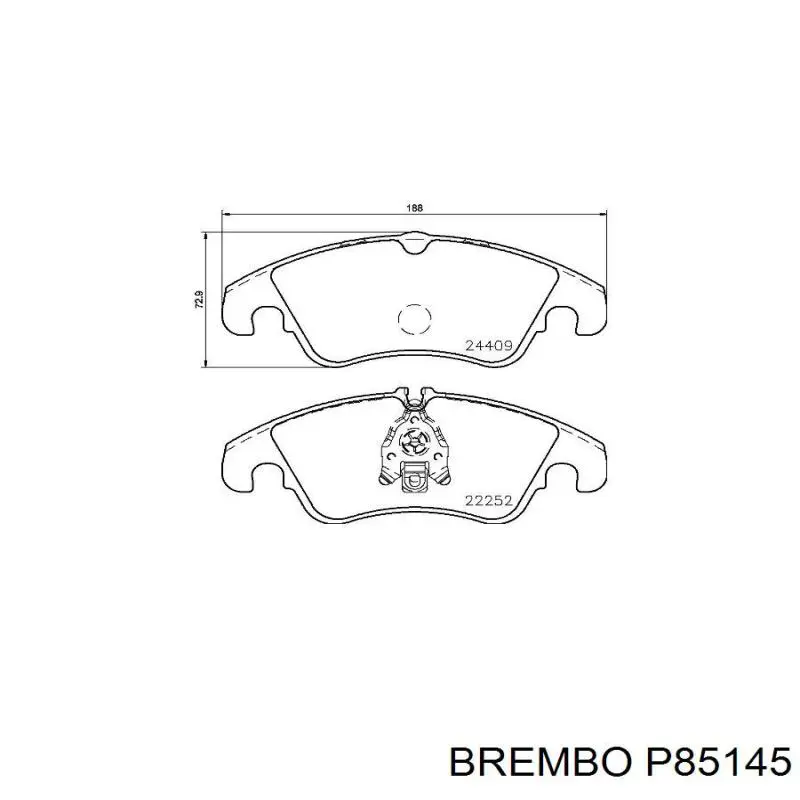 Колодки гальмівні передні, дискові P85145 Brembo