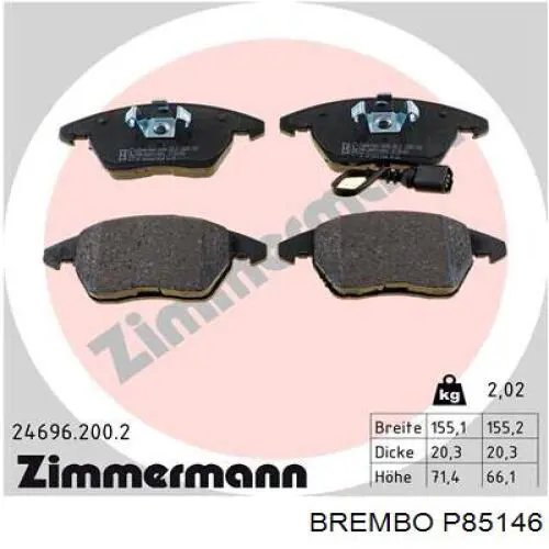 Тормозні колодки Brembo P85146