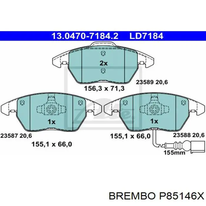 Купити P85146X Brembo Колодки гальмівні передні, дискові