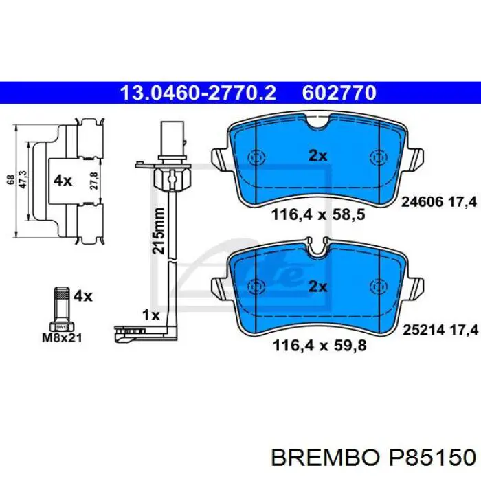 Купити P85150 Brembo Задні колодки