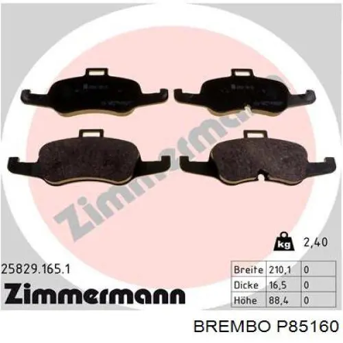 Гальмівні колодки Brembo P85160 ціна, від 70.64 USD