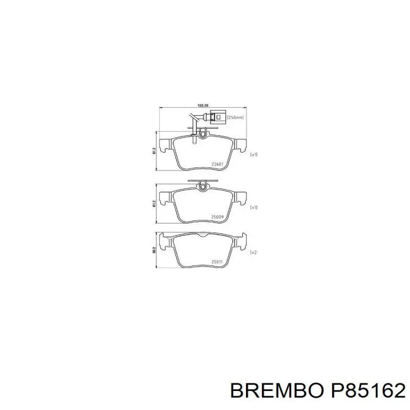 Купити P85162 Brembo Задні колодки