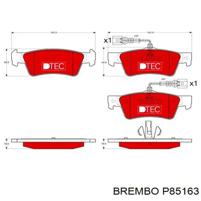 Колодки гальмові задні, дискові P85163 Brembo