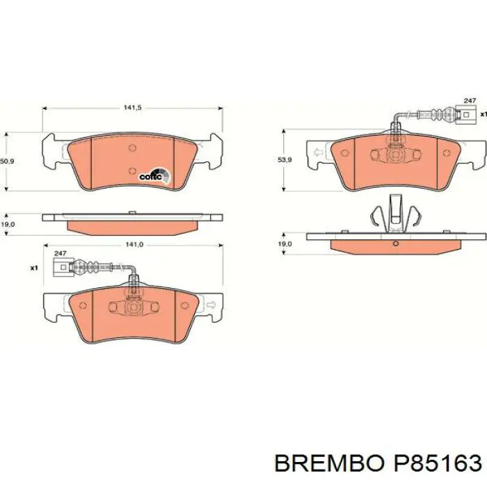 Задні гальмівні колодки P85163 Brembo