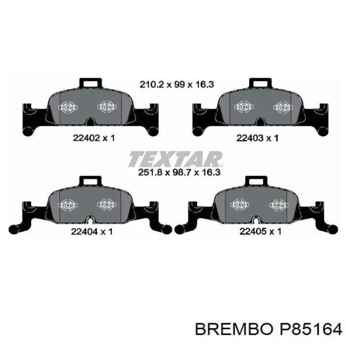 Колодки гальмівні передні, дискові P85164 Brembo