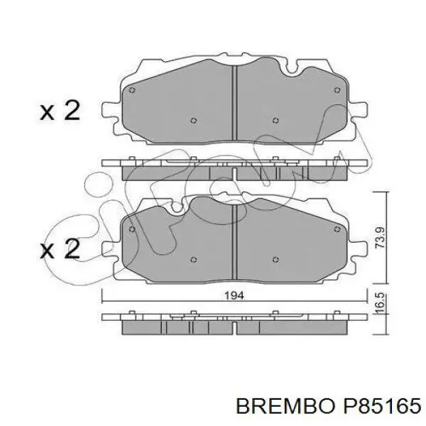 Купити P85165 Brembo Колодки гальмівні передні, дискові