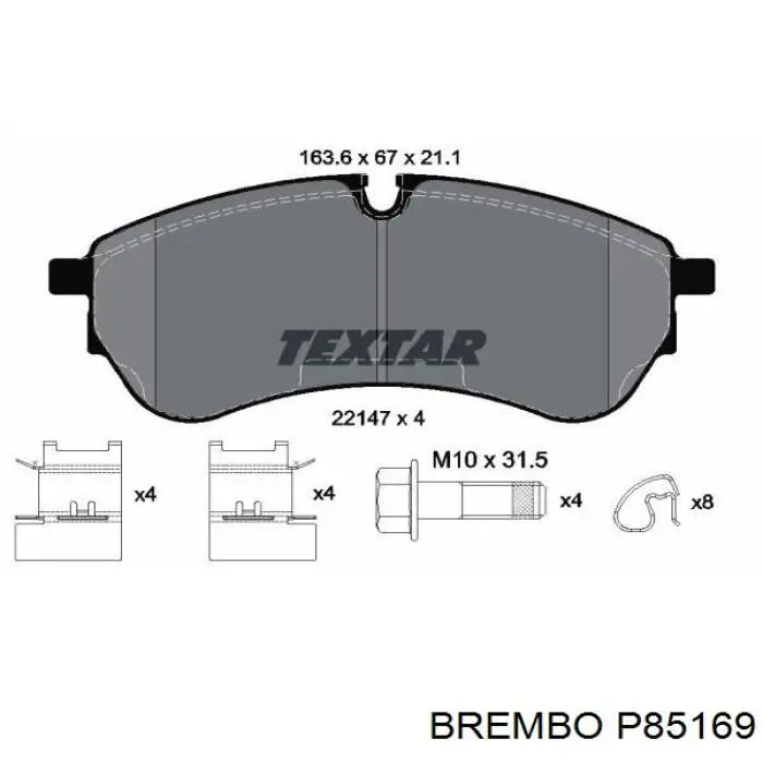 P85169 Brembo колодки гальмівні передні, дискові