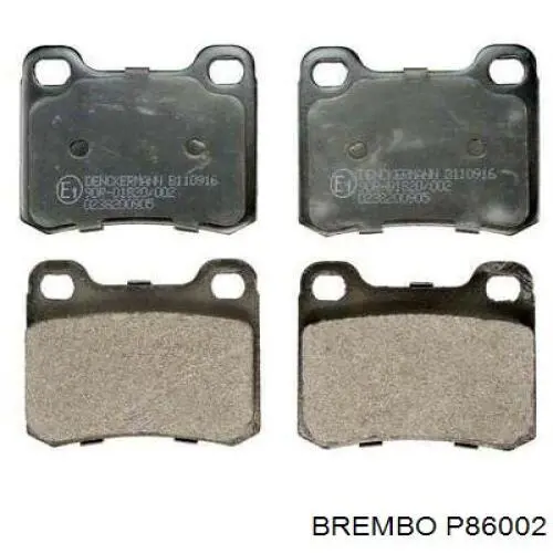P86002 Brembo Колодки гальмівні задні, дискові