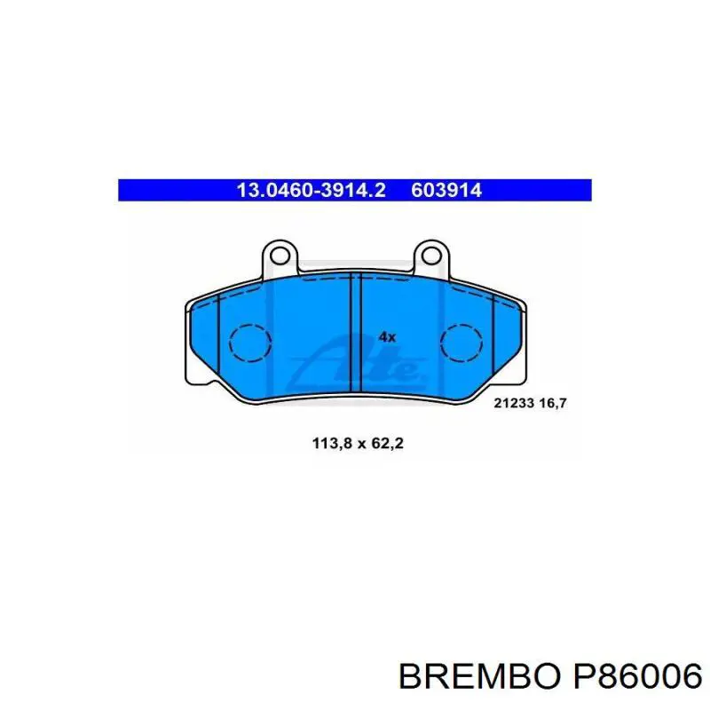 P86006 Brembo Передні гальмівні колодки