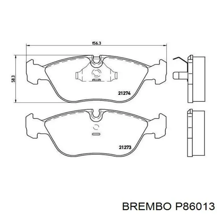 P86013 Brembo колодки гальмівні передні, дискові