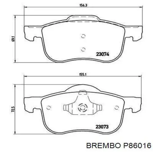 Купити P86016 Brembo Колодки гальмівні передні, дискові
