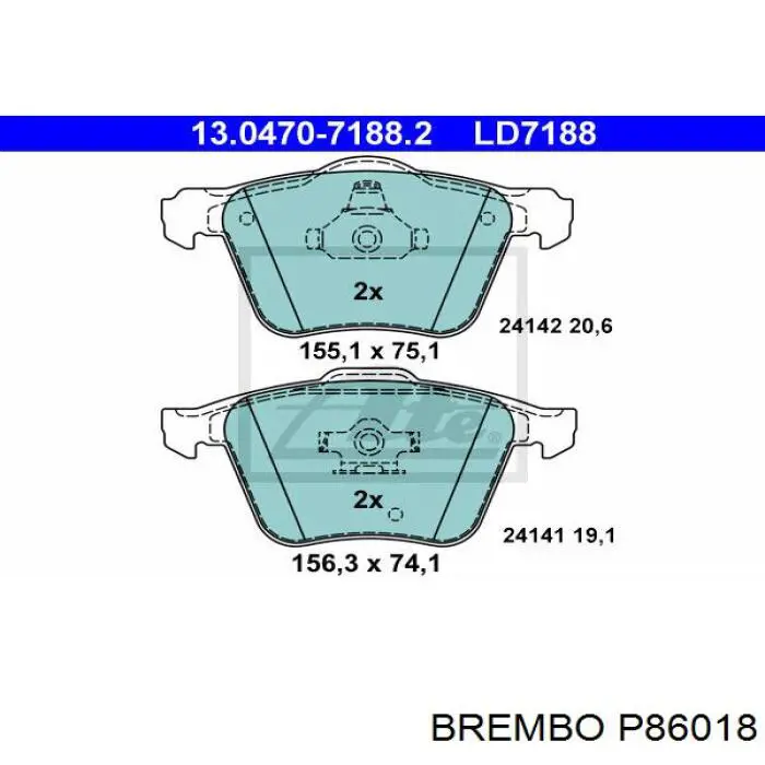Гальмівні колодки Brembo P86018 ціна, від 50.80 USD