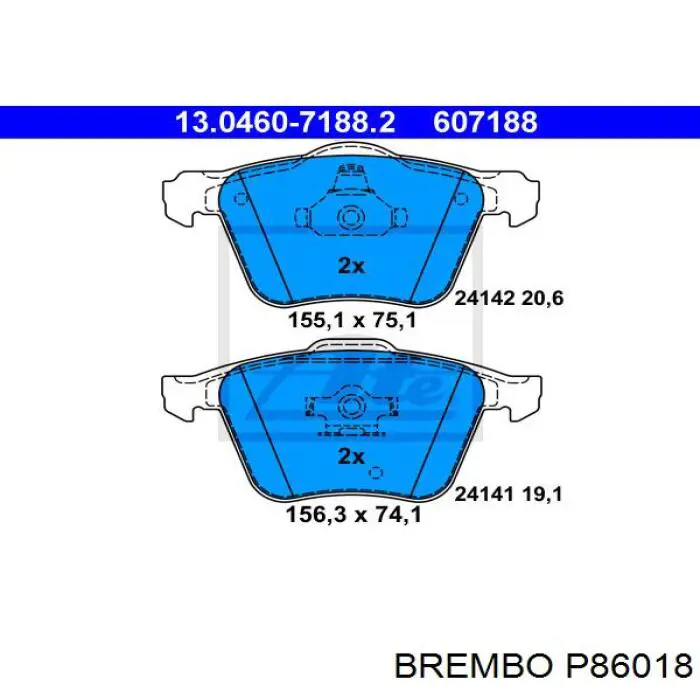 Купити P86018 Brembo Колодки гальмівні передні, дискові