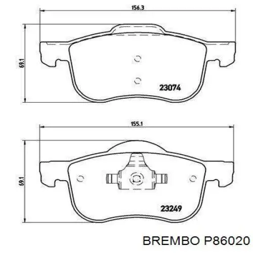 Тормозні колодки Brembo P86020
