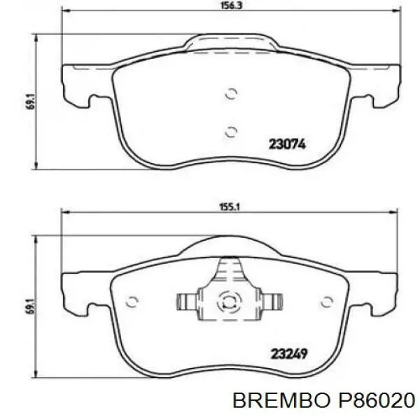 Гальмівні колодки Brembo P86020 ціна, від 38.84 USD