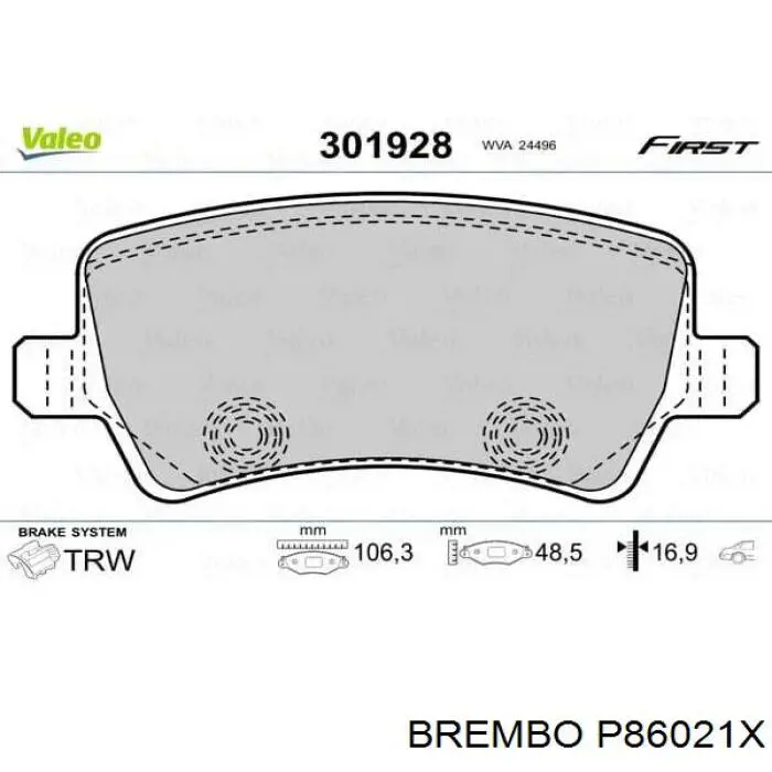 Купити P86021X Brembo Задні колодки