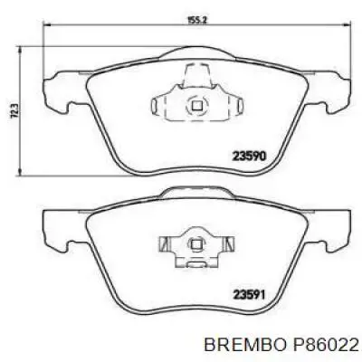 Колодки гальмівні передні, дискові P86022 Brembo