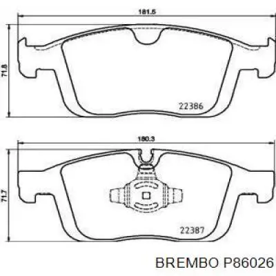 Колодки гальмівні передні, дискові P86026 Brembo