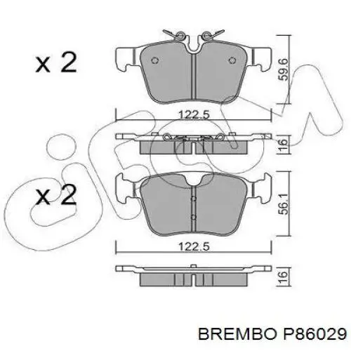 Купити P86029 Brembo Задні колодки