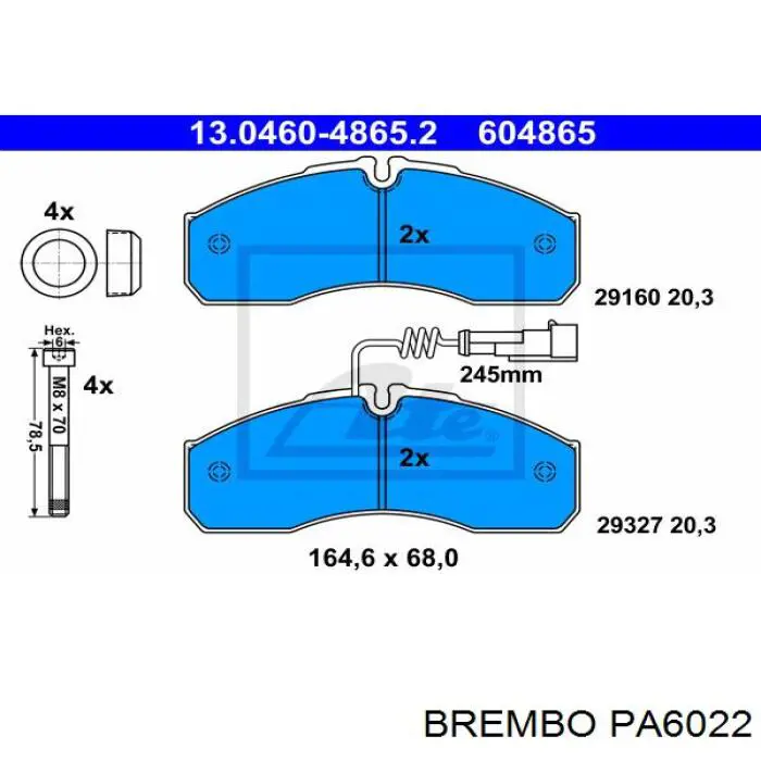 Купити PA6022 Brembo Колодки гальмівні передні, дискові
