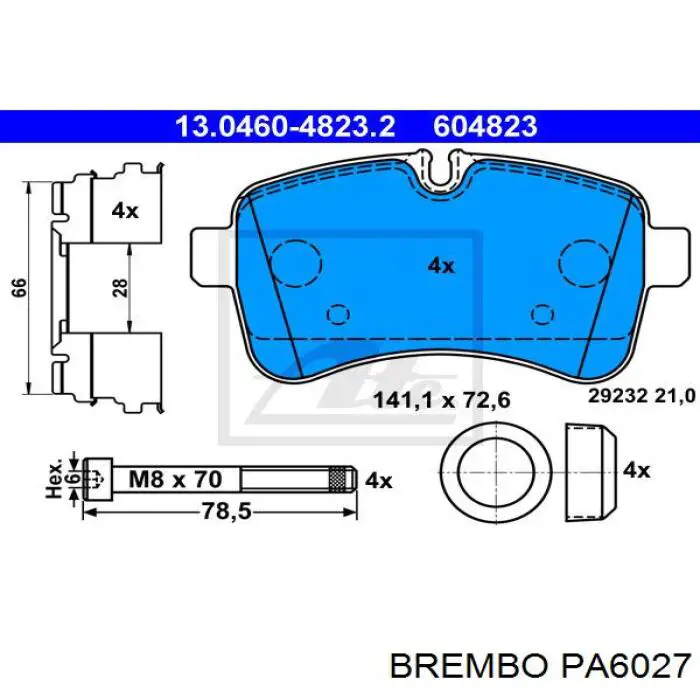 PA6027 Brembo Колодки гальмівні задні, дискові