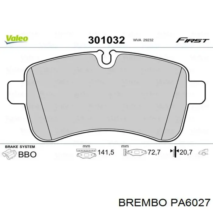 Купити PA6027 Brembo Задні колодки