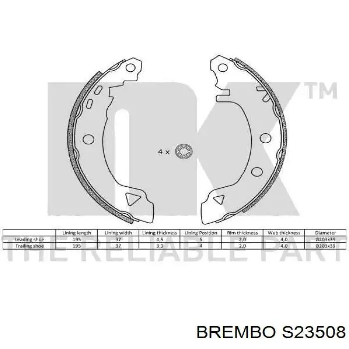 Колодки гальмові задні, барабанні S23508 Brembo