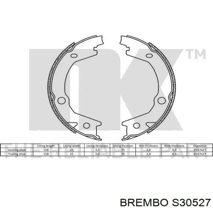 Колодки стоянкового гальма Brembo S30527