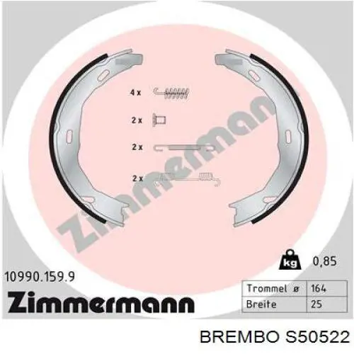 Колодки ручника/стоянкового гальма S50522 Brembo