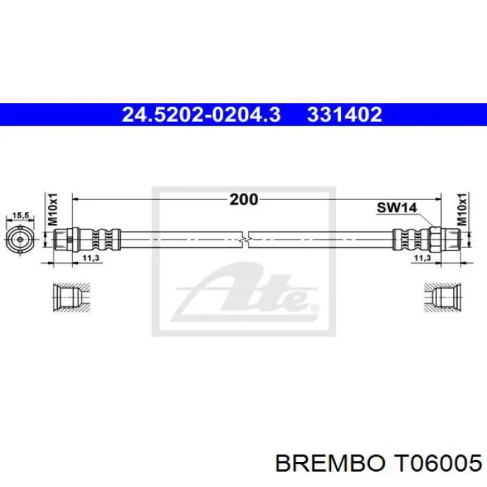 Купити T06005 Brembo Шланг гальмівний задній
