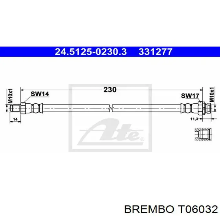 Шланг гальмівний задній Brembo T06032 ціна, від 7.98 USD