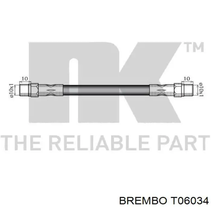 T06034 Brembo Шланг гальмівний передній, правий
