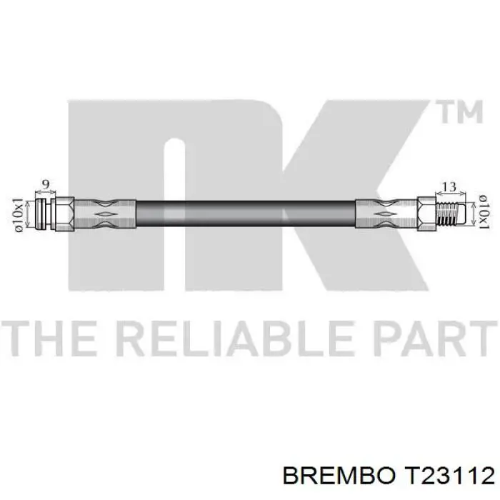 Шланг гальмівний передній, лівий T23112 Brembo